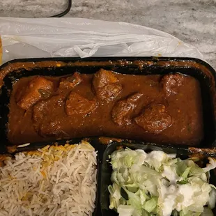 Goat vindaloo, mostly potatoes