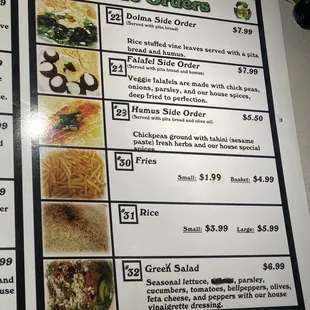 Menu as of 10/4/2023