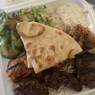 Beef and chicken kabob combo plate #8