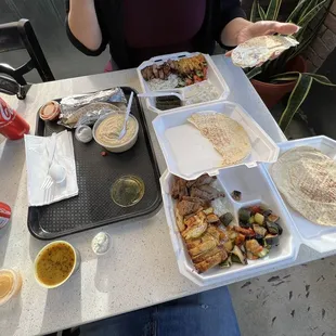 Ordered 2 mixed plates. Amazing flavor! Their sauces are great as well. I got mine with beans, veggies, basmati rice and lentil soup.