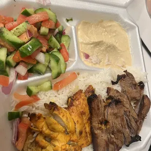 Combo plate: chicken and beef