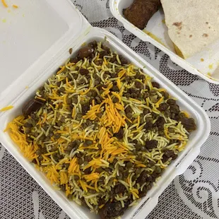 Rice with dates, raisin, lentils