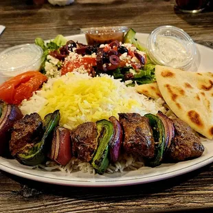 Photo of my Lamb Kabob plate.  It was the best!