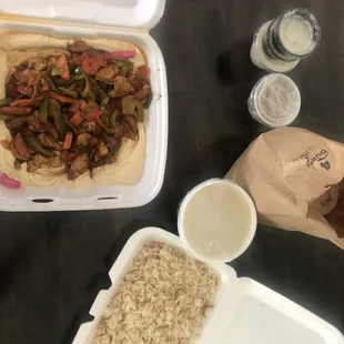 Chicken Hummus Gallaba with rice and chicken lemon rice soup