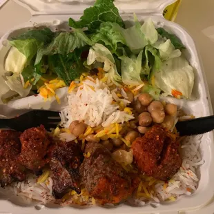 Spicy lamb kabob platter