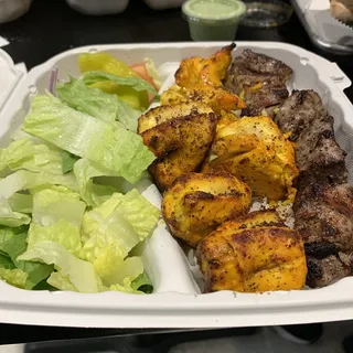 Chicken and Lamb Kabob platter