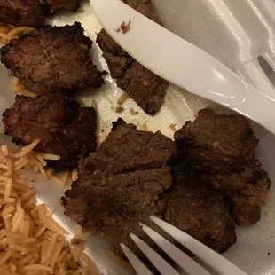 Beef burnt no pink