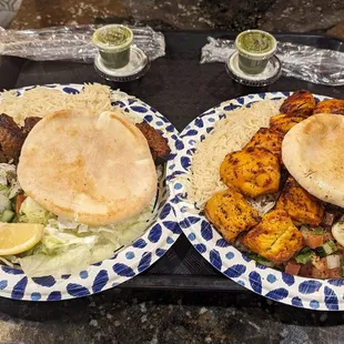 Chicken kabob, lamb kabob