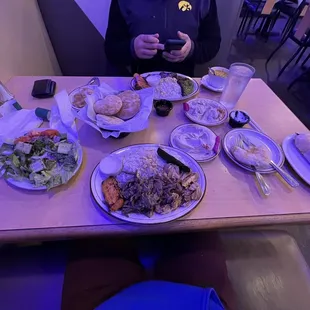 Chicken Shawarma Plate, Shish Kafta Plate, Hummus, Falafel Pita Wrap, Fattoosh Salad, Baba Ghannoj