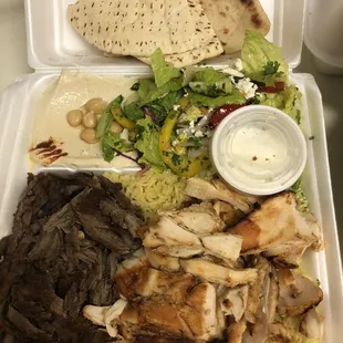 Beef and chicken shawarma combo plate