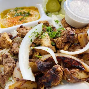 Half and Half Shawarma Plate Chicken and Beef