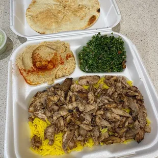 Chicken Shawarma Plate with Hummus &amp; Tabbouleh