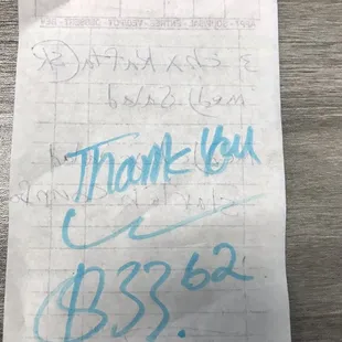 a note from a customer