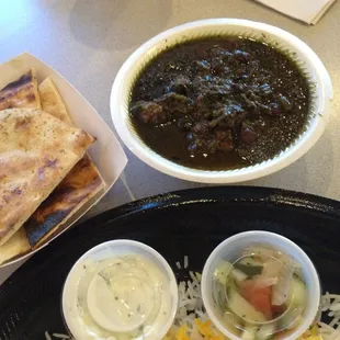 a plate of food and a bowl of soup