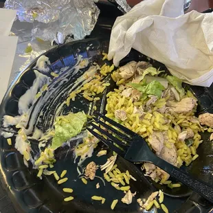 Chicken shawarma, hummous, falafel not pictured (I eated it all)