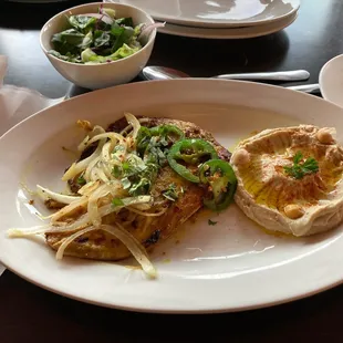 Grilled Fish and hummus