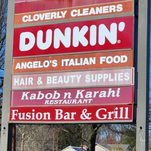 a sign for dunkin's