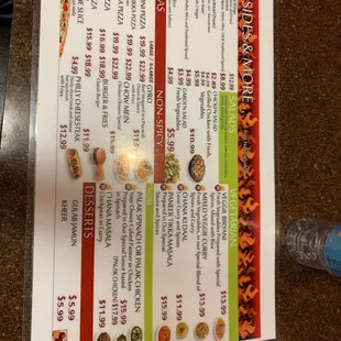 a menu for a restaurant