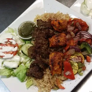 Combination of veggie chicken and lamb