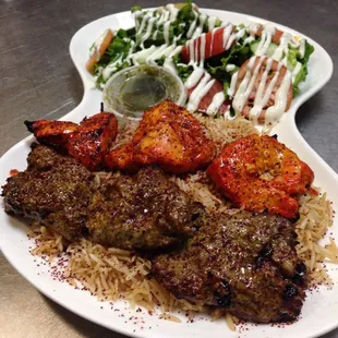 Combination of lamb and chicken