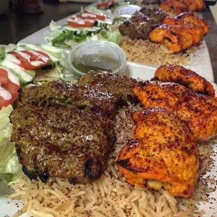 combination kebab of chicken and beef