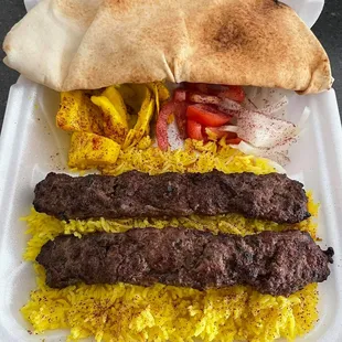 Beef Kafta with Rice and Stew