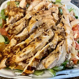 Massive  - and delicious - Fattoush Chicken Feta Salad.