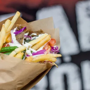 Beef/Lamb Gyrö. Cali Style - fries added inside.