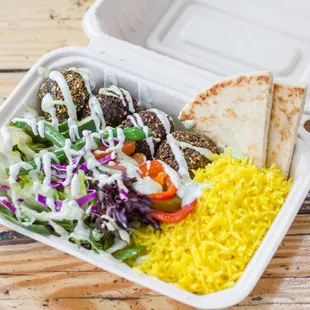Falafel over Saffron Rice