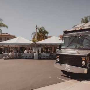 a food truck parked in a parking lot