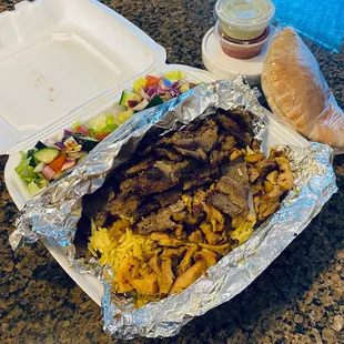 Double Meat Combo with chicken shawarma and gyros