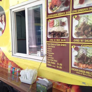 a menu on a food truck