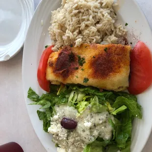 Beef mousaka lunch plate