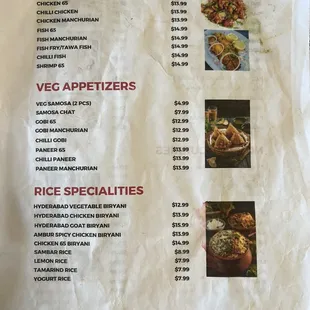 Menu as of 07/15/23 (4/4). And yes - the menus are paper print outs