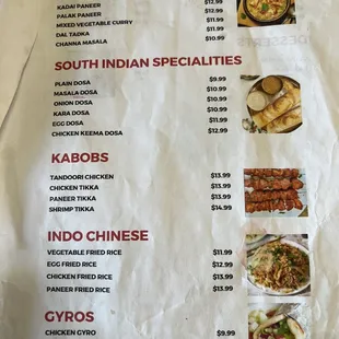 Menu as of 07/15/23 (2/4). And yes - the menus are paper print outs