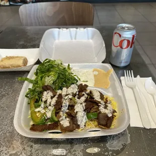 Gyro Plate, Diet Coke and Baklava.