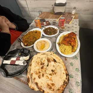 a table with a variety of food on it