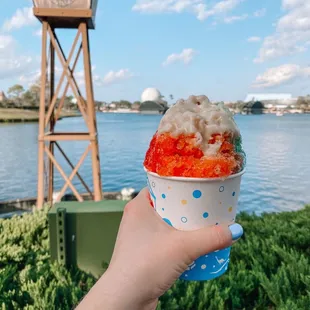 Rainbow ice with condensed milk