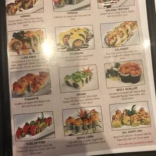 Roll menu