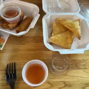 Crab Rangoon and Spring Roll