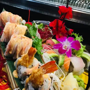 sashimi, sushi, sushi and sashimi, food