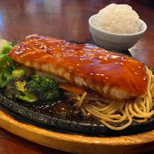 Salmon Teriyaki dinner