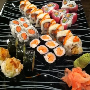 Shrimp Tempura, Spicy Tuna, Smoked Salmon, Spicy Seafood, and Valentine rolls