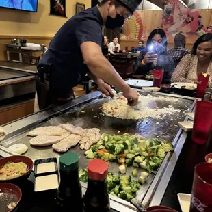 a man preparing food
