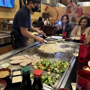 a man preparing food