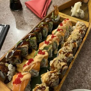 cajun crunchy, miko, kabuki dragon(our favorite)