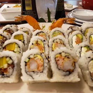 Philadelphia, Salmon Skin, Tempura rolls. Fresh!