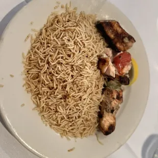 la cart Skewer of fish salmon