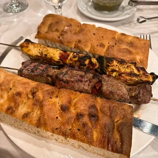 Kalbul combination kabab (beef + chicken) No rice (pallaw), replaced with bread