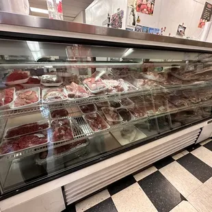Meat and chicken display from a different view